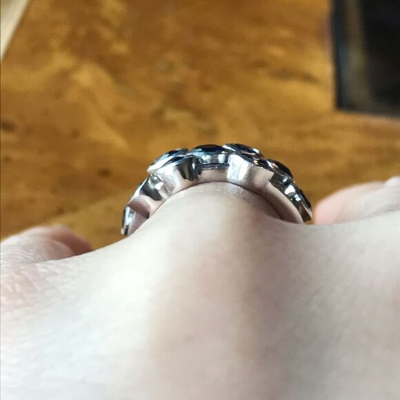 Natural Masoala Sapphire Sterling Silver Bubble Ring Size 6 - Picture 3 of 8